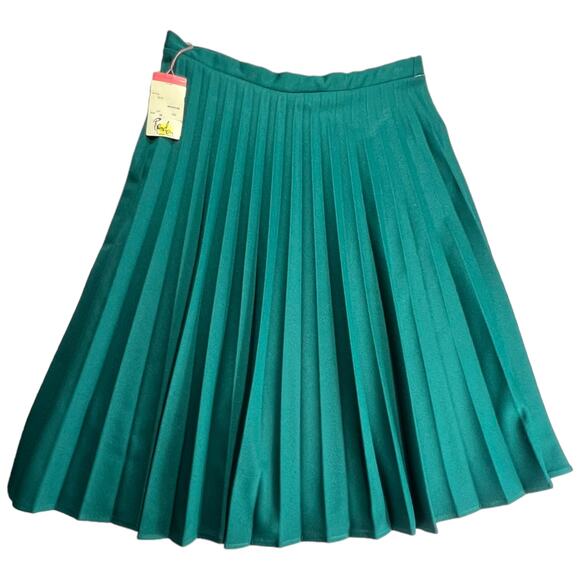 Vintage NWT Random Sportswear Green Pleated Midi Skirt - Size 18 Deadstock 1980s - Picture 11 of 14